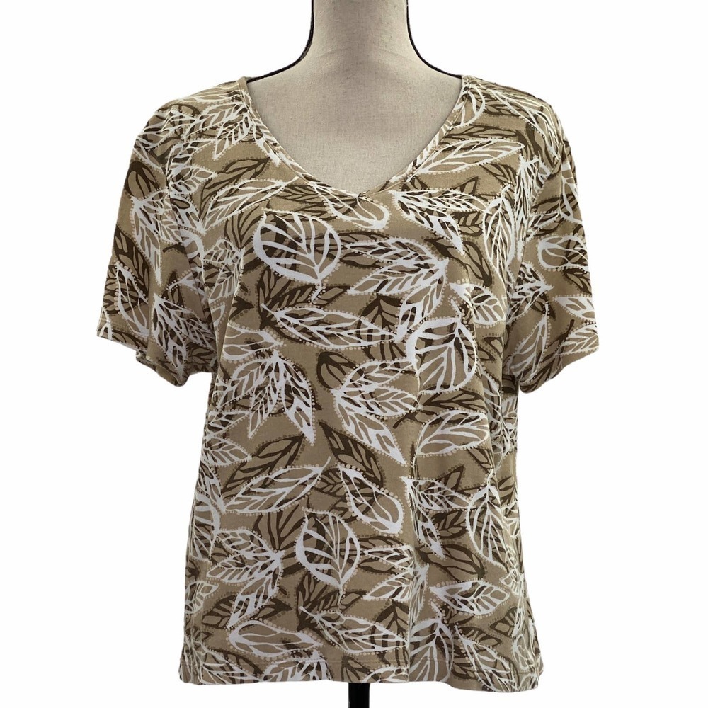 KAREN Scott Floral V-Neck Short Sleeve Top Large